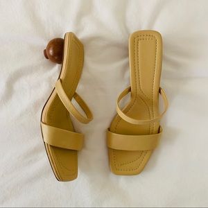 Zara wood accent heel strap sandal
